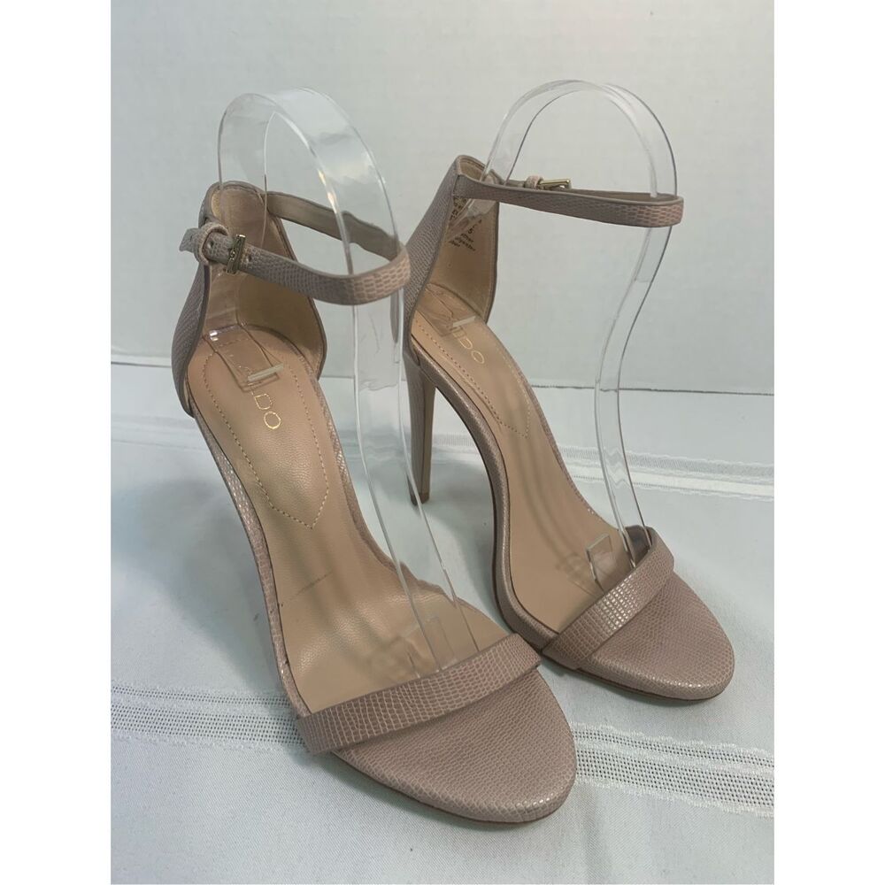 ALDO HEELS SANDALS ANKLE STRAP STILETTO TAN/NUDE BUCKLE CLOSURE SZ 7
